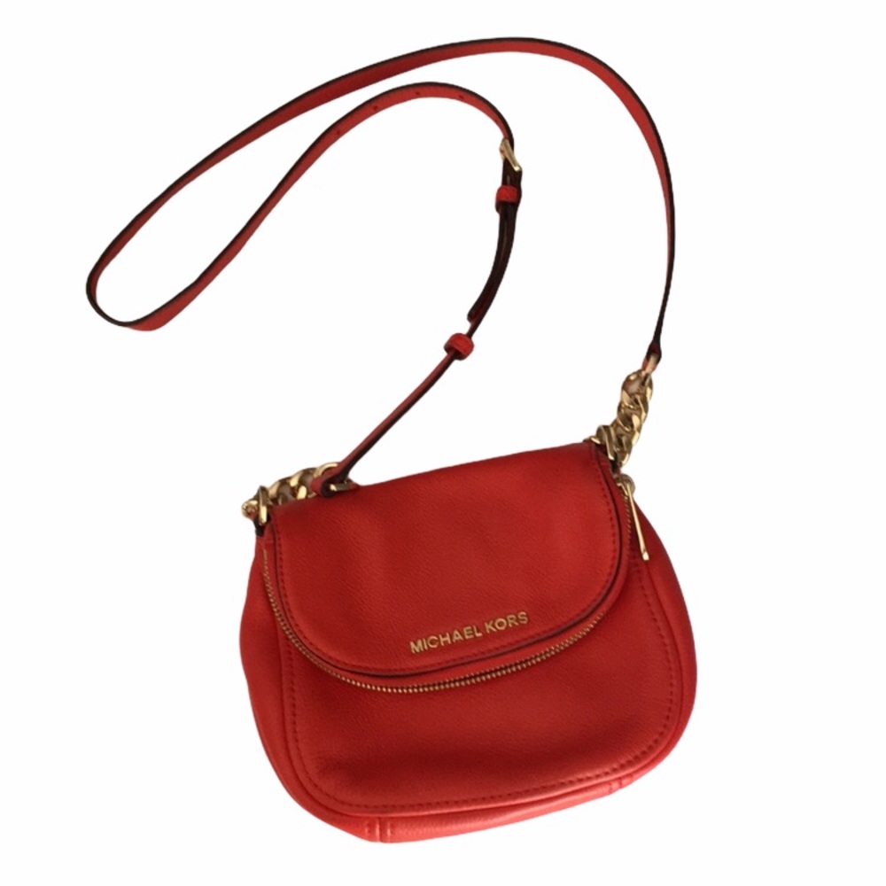 Michael Kors bright red fold over top crossbody